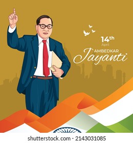 Banner design of Happy Ambedkar Jayanti  template.