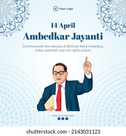 Banner design of Happy Ambedkar Jayanti  template.