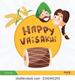 Banner design of happy Baisakhi Indian festival template.