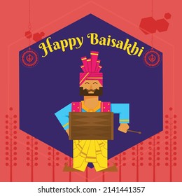 Banner design of happy Baisakhi Indian festival template.