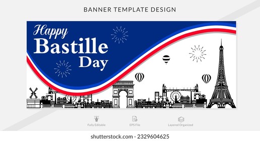 Banner Design Happy Bastille Day