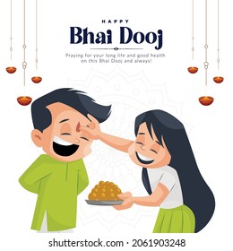 Banner design of happy bhai dooj Indian festival template.