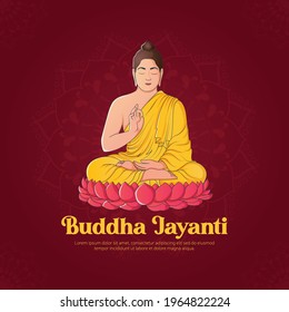 Banner design of happy buddha jayanti cartoon style template. Vector graphic illustration.