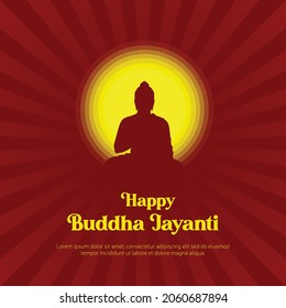 Banner design of happy buddha jayanti cartoon style template. 