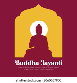 Banner design of happy buddha jayanti cartoon style template. 