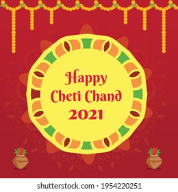 Banner design of happy cheti chand 2021. Vector graphic illustration.