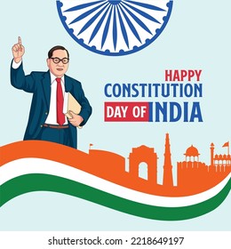 Banner design of Happy Constitution Day of India template.