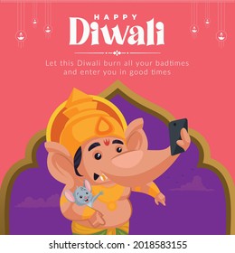 Banner design of happy Diwali festival of lights template.