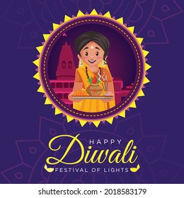 Banner design of happy Diwali festival of lights template.