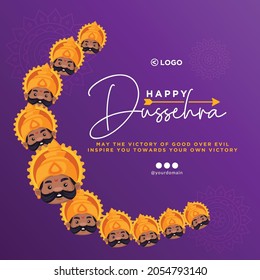 Banner design of Happy Dussehra cartoon style template.
