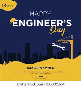 Banner design of happy engineer's day cartoon style template.