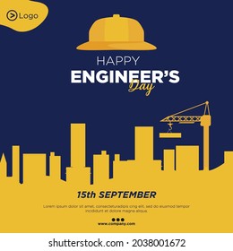 Banner design of happy engineer's day cartoon style template.