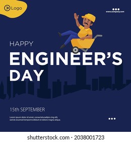 Banner design of happy engineer's day cartoon style template.