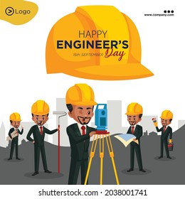 Diseño de caricatura del día del ingeniero feliz.