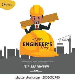 Banner design of happy engineer's day cartoon style template.