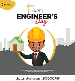 Diseño de caricatura del día del ingeniero feliz.