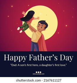 Banner design of happy father's day cartoon style template.