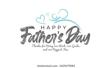 Banner design for Happy Father's Day with Father and daughter, son, artistic paint brush calligraphy, and logo illustration
