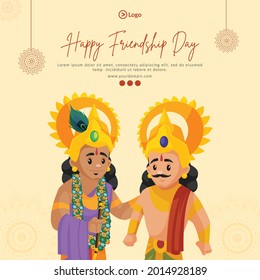 Banner design of happy friendship day cartoon style illustration.