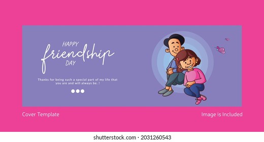 Banner design of happy friendship day cartoon style illustration.