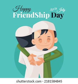 Banner design of happy friendship day cartoon style template.