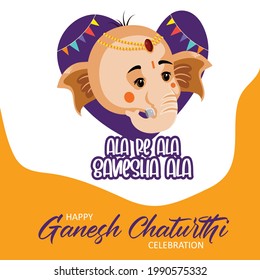 Banner design of happy Ganesh Chaturthi Indian festival template.
