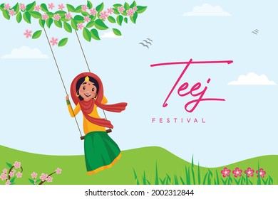 Banner design of happy haryali teej festival template.