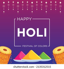 Banner design of happy Holi festival of colors template.
