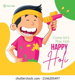 Banner design of happy Holi festival of colors template.