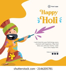 Banner design of happy Holi festival of colors template.