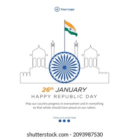 Banner design of happy Indian republic day template.