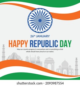 Banner design of happy Indian republic day template.
