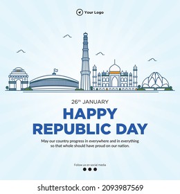 Banner design of happy Indian republic day template.