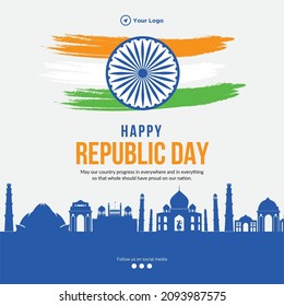 Banner design of happy Indian republic day template.