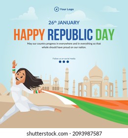 Banner design of happy Indian republic day template.