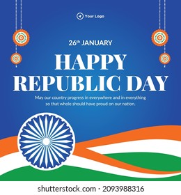 Banner design of happy Indian republic day template.