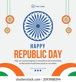 Banner design of happy Indian republic day template.
