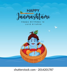 Banner design of happy Janmashtami Indian festival template.