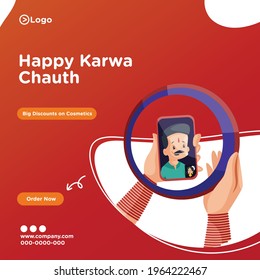 Banner design of happy karwa chauth template. Vector graphic illustration.