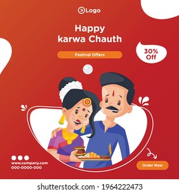 Banner design of happy karwa chauth template. Vector graphic illustration.