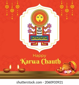 Banner Design Happy Karwa Chauth Cartoon Stock Vector (Royalty Free ...