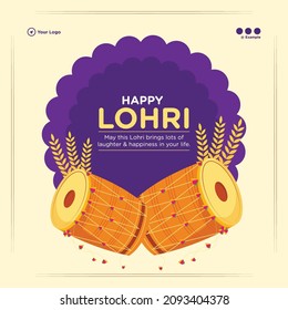 Banner design of happy lohri indian festival template.