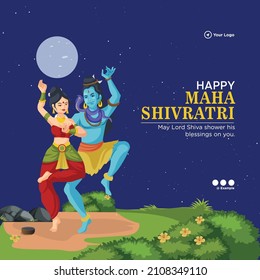 Banner design of happy maha shivratri hindu festival template.