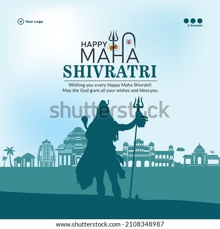 Banner design of happy maha shivratri hindu festival template.