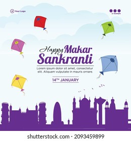 Banner design of happy makar sankranti festival template.