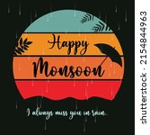 Banner design of happy monsoon template.