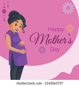 Banner design of happy mother's day  cartoon style template.