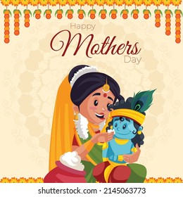 Banner design of happy mother's day  cartoon style template.