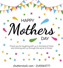 Banner design of happy mother's day  cartoon style template.