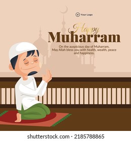 Banner design of happy muharram Muslim festival template.